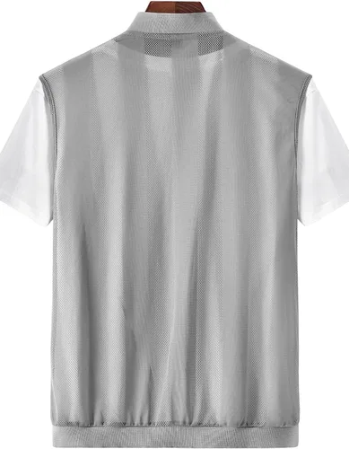 Vista 3 de Flygo Chaleco casual de verano para hombre, ligero, transpirable, malla transpirable y con cremallera