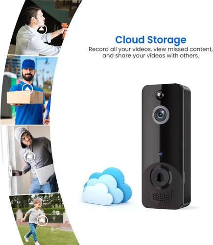 Vista 7 de Cámara de timbre de video inteligente con timbre, detección humana AI, audio de 2 vías, vista en vivo HD, solo red 2.4G