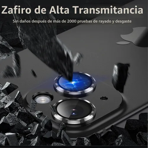 Vista 3 de Korecase Protector de lente de cámara para iPhone 15/iPhone 15 Plus, protección contra caídas, resistente a los arañazos, cubierta de cámara de Negro