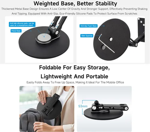 Vista 4 de VESA Soporte portátil para monitor, compatible con monitores de hasta 19 pulgadas, soporta agujeros de montaje VESA de 50 x 50/75 x 75/100 x 100