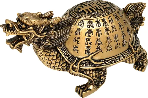 Vista 5 de Estatua de tortuga de dragón de Feng Shui Longevity para decoración de oficina en casa - 5 pulgadas de largo