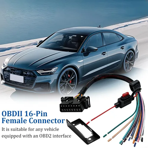 Vista 7 de Cable hembra de la coleta del puerto 16pin OBD2 OBDII con el fusible 10A