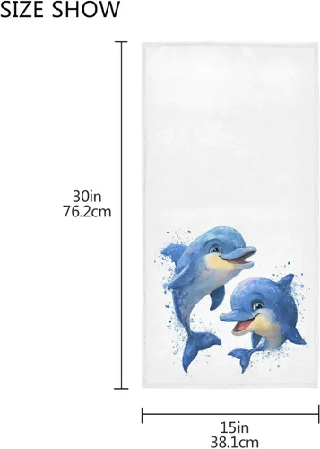Vista 3 de Pfrewn Blue Dolphins - Toallas de mano de 16 x 30 pulgadas, toalla de baño de animales, ultra suave, altamente absorbente, toalla de baño pequeña