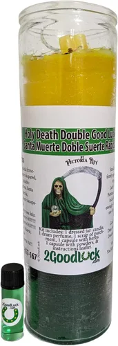 Vista 3 de Kit de velas vestidas de doble buena suerte Santa Muerte - Santa Muerte Doble Suerte
