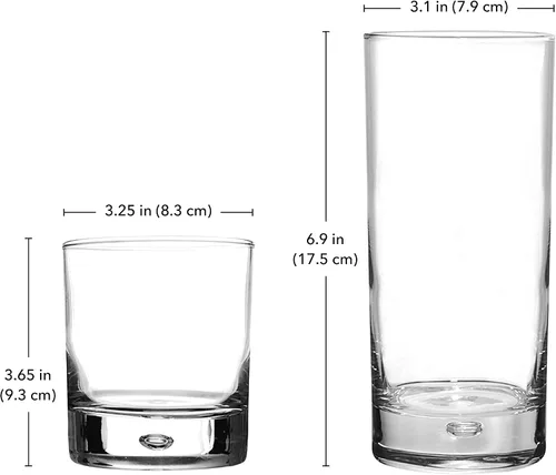 Vista 5 de Home Essentials & Beyond - Juego de 8 vasos y vasos de rocas. 4 vasos de 17 onzas, 4 vasos de 17 onzas, 4 vasos de roca de 10 onzas, para cócteles