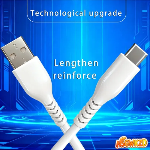 Vista 5 de Cable USB C blanco de 10 pies de largo, cable de carga rápida de 60 W, carga universal y sincronización de datos para dispositivo tipo C