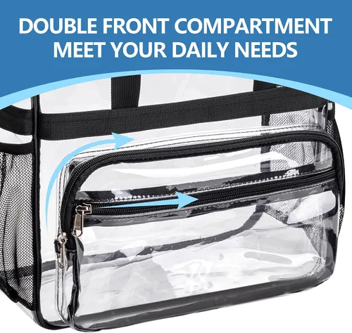 Vista 5 de Paxiland Clear Bag for Stadium Events 12x6x12 Clear Tote Bag Transparent Bag for Sports Concert Travel Work