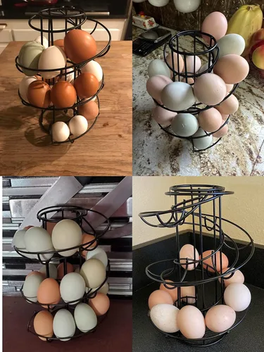 Vista 7 de Egg Skelter - Estante dispensador en espiral moderno de lujo, organizador de almacenamiento de huevos de gallina, cesta para encimera de cocina