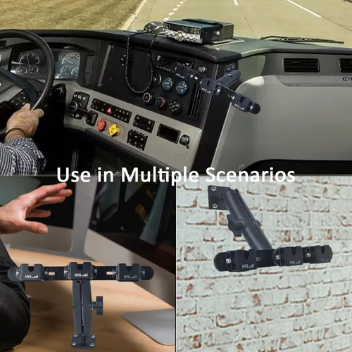 Vista 5 de HYS Soporte de tableta resistente para camión y vehículo, base de taladro Walkie Talkie/soporte de micrófono de mano con brazo de aluminio
