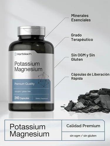 Vista 4 de Horbäach Suplemento de potasio y magnesio 240 cápsulas Calidad premium Sin OMG y sin gluten