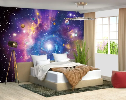 Vista 98 de Papel tapiz espacial 3D para dormitorio, murales de pared extra grandes para sala de estar, 151 x 105 pulgadas (no se puede despegar ni pegar)