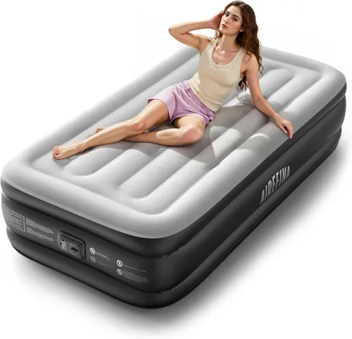 Vista 12 de Airefina Colchón de aire Queen con bomba incorporada, colchón inflable elevado cómodo con bolsa de transporte, cama de aire probada de fugas de 48