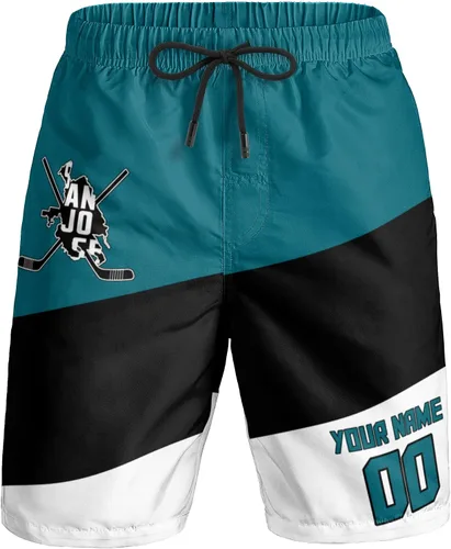Vista 14 de Custom Hockey Men's Shorts Gifts for Men Casual City Youth Fans Sport Beach Shorts Add Name & Number Quick Dry
