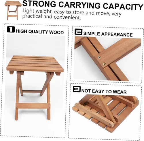 Vista 5 de Chic Solid Wood Long Strip Folding Chair Stool Kitchen Stool Portable Natural Wood