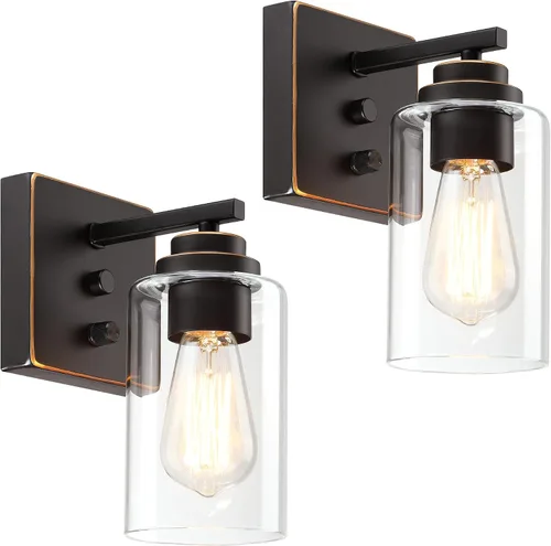 Vista 10 de Pia Ricco Juego de 2 apliques de pared, lámparas de pared para mesita de noche con interruptor giratorio para dormitorio, accesorios de iluminación