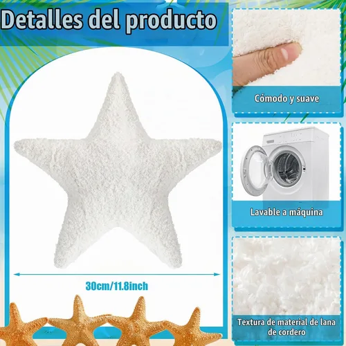 Vista 4 de Yuntau 2 almohadas con forma de estrella de mar