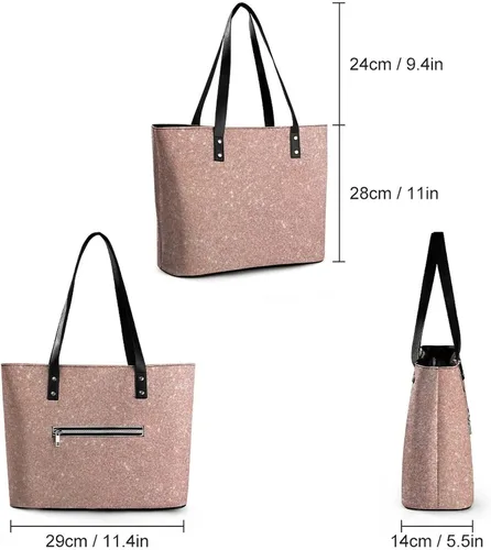 Vista 2 de Bolso de mano para mujer, color oro rosa, con purpurina, de cuero, con asa superior, para mujer, Multi