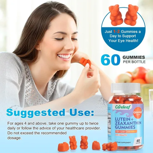 Vista 6 de Suplementos veganos de luteína y zeaxantina, luteína para ojos con zeaxantina y vitamina A, gomitas de luteína para alivio de ojos secos y visión