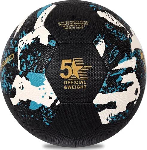 Vista 2 de KUYOTQ Soccer Ball, Machine Stitched PU/TPU Leather Soccer Ball Match & Training for Kids Youth Adult, Professional Construction for Durable in and