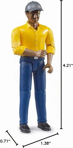 Vista 4 de Bruder Bworld 60022 Figura de Juguete de Hombre con Piel Oscura/Jeans Azul
