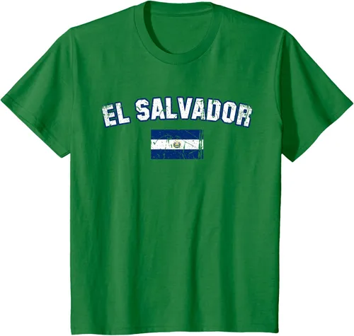 Vista 42 de EL SALVADOR Bandera Vintage Hombres Mujeres Niños Camiseta EL SALVADOR