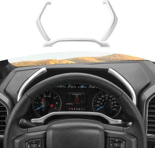 Vista 8 de RT-TCZ Para F150 Dash Cluster Panel de Instrumentos Insertar Medidores Cubierta para Ford F150 2015-2020 Negro ABS Fibra de Carbono Accesorios