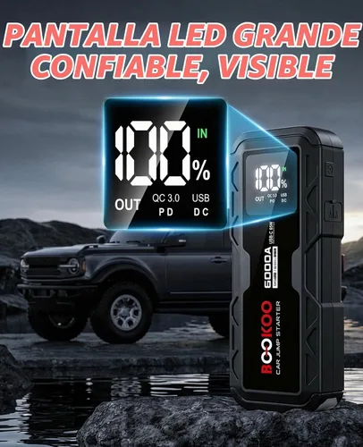 Vista 5 de BOOKOO Arrancador de salto 6000A 12V para cortacésped de barco de coche