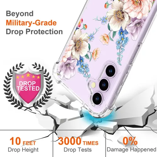 Vista 6 de Hungo Funda compatible con Samsung Galaxy S23 con diseño floral y bonito diseño transparente, femenino para mujeres y niñas, con hermoso clavel