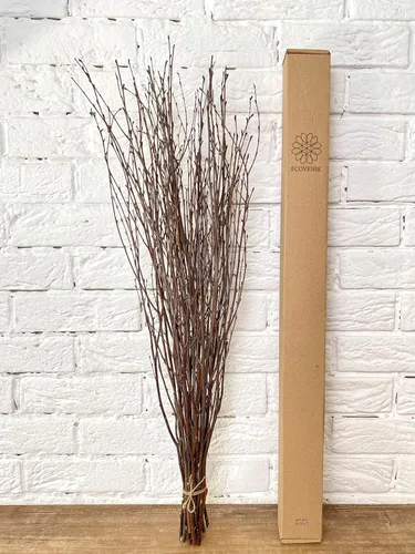 Vista 16 de ECOVENIK 25 piezas - Ramas - 28.7 in, ramitas de abedul natural, paquete de 20-25 tallos, largo para jarrones de suelo, (blanco y gris)