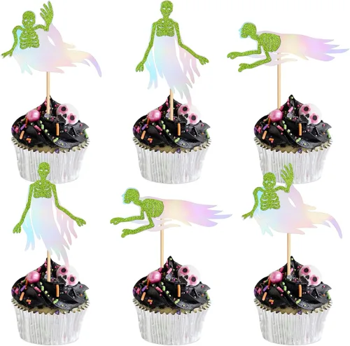 Vista 18 de 24 piezas de Halloween Baby Boo Cupcake Toppers Boo Ghost Cupcake Picks Baby Shower Halloween Boy Girl First Birthday Party Decoración Suministros