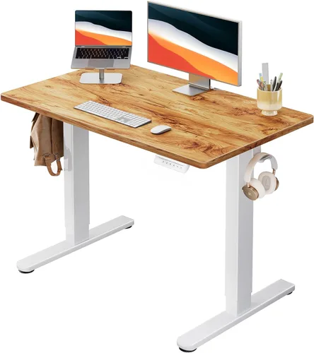 Vista 13 de HUANUO Escritorio Eléctrico de Pie, Superficie de Escritorio de Una Sola Pieza de 40" x 24", Escritorio de Computadora de Altura Ajustable, 4 Negro