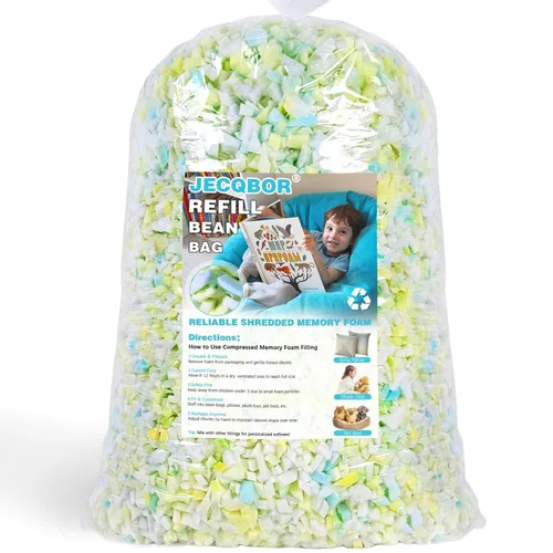 Vista 14 de Relleno de espuma viscoelástica triturada de 4.5 kg para silla de puf, relleno de primera calidad de alta densidad para puf