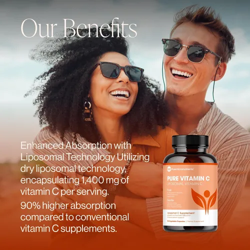 Vista 3 de Pure Micronutrients Vitamina C liposomal pura, suplemento de 1400 mg, 90 cápsulas, píldoras de ácido ascórbico VIT C de alta absorción