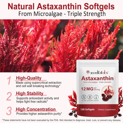 Vista 7 de Astaxantina, soporte antioxidante natural con astaxantina, ayuda a mantener la salud de los ojos, la piel, el sistema inmunológico