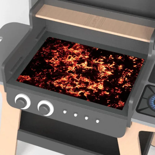 Vista 9 de Juego de barbacoa para niños, juguete de cocina para niños pequeños y niños de 3 a 8 años, juguetes de cocina de madera para interiores