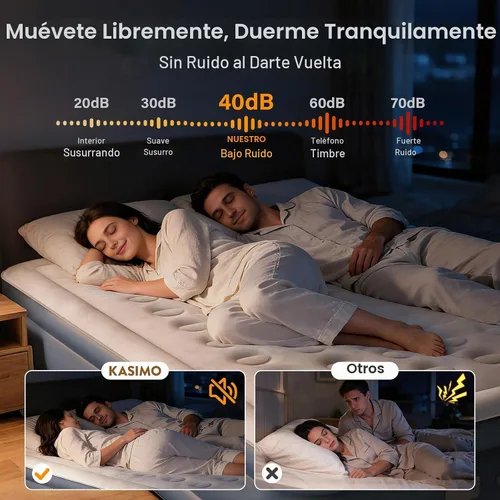 Vista 7 de KASIMO Colchón de aire Queen con bomba de batería de 2000 mAh, 16" elevado
