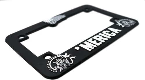 Vista 2 de Merica' for America - Marco elevado 3D para placa de matrícula 1 paquete de cubierta de matrícula de motocicleta de Estados Unidos Soporte