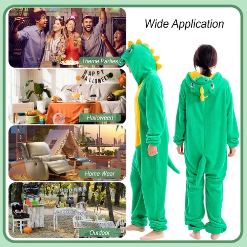 Vista 5 de Pijama unisex de animal para adultos, para Halloween, cosplay, mujeres, niñas, hombres y niños, ropa de dormir para el hogar