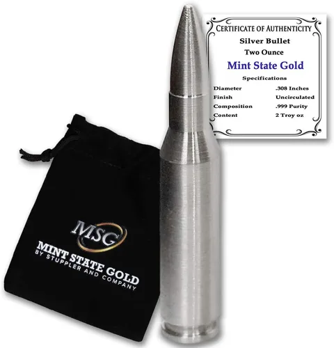 Vista 8 de Silver Bullet - Calibre 12 (5 onzas) - Plata pura .999 por Mint State Gold