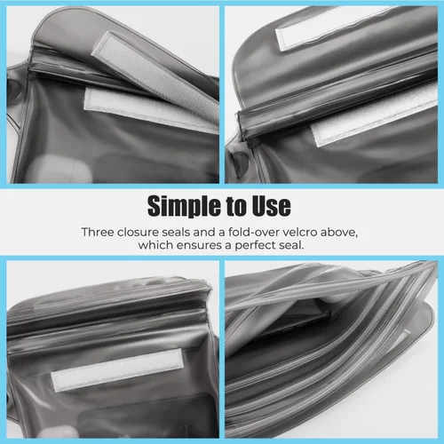 Vista 4 de ECHTPower Paquete de 2 bolsas impermeables, riñonera impermeable, bolsa seca impermeable con correa ajustable para la cintura para playa, natación