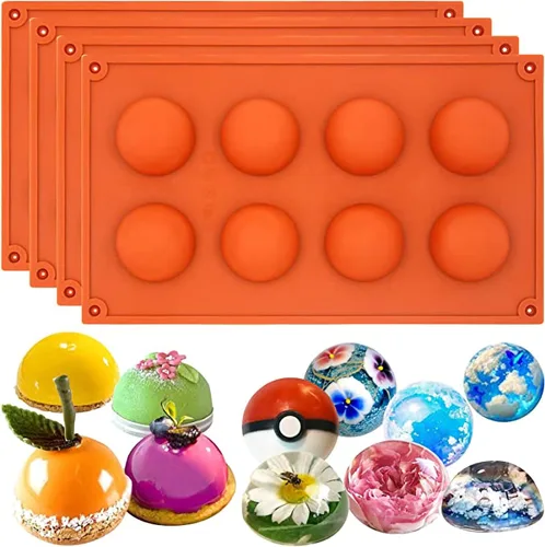 Vista 12 de FUNSHOWCASE Mini molde de silicona para caramelo de chocolate con cúpula hemisferio, 2 unidades, 24 cavitas