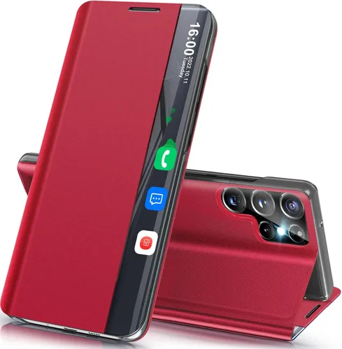 Vista 74 de Funda de teléfono para Samsung Galaxy A16 5G, Clear View Window Funda delgada de lujo para teléfono Galaxy A16 con soporte, funda protectora