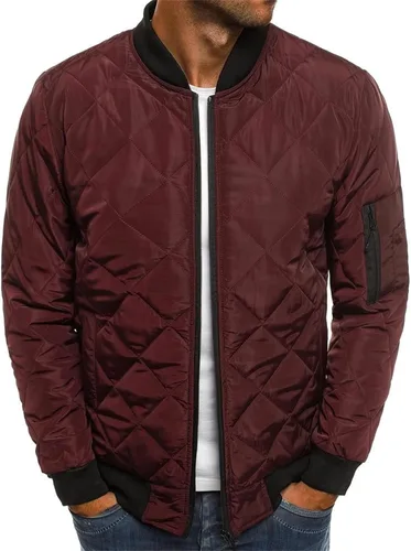 Vista 9 de Chaquetas de bombardero para hombre con diamantes, abrigo ligero acolchado para otoño e invierno