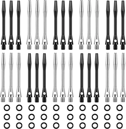 Vista 10 de 30 piezas de ejes de dardos para punta de acero media 2BA rosca de aleación de aluminio de 50 mm 53 mm con anillos de goma de repuesto, accesorios