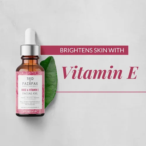 Vista 4 de Aceite facial de rosa y vitamina E - 2oz