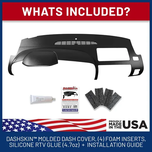 Vista 3 de DashSkin Cubierta Tapa de Tablero Moldeada de Una Pieza Compatible con Silverado Sierra 2007-2013 con Tableros de Doble Guantera en Negro Ébano