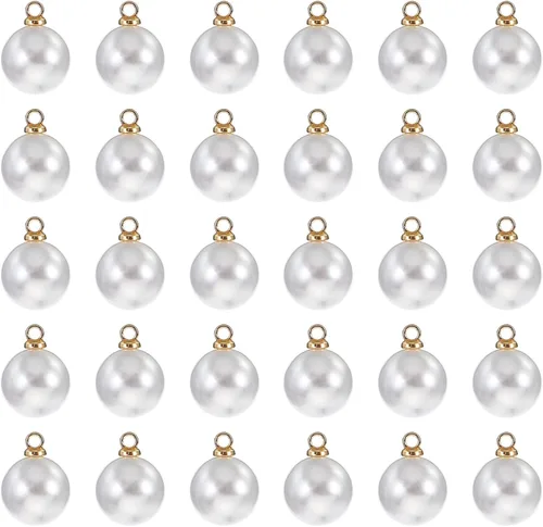 Vista 8 de PATIKIL 100 cuentas de perlas de perlas de imitación para hacer joyas, pulseras, aretes, collar, Navidad