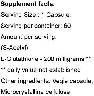Vista 2 de S-acetil L-glutatión 200 mg 60 VCaps Sin OMG Sin soja y sin gluten