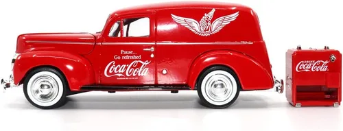 Vista 6 de Motor city classics Coca-Cola Diecast coleccionable Furgoneta Ford Delivery 1940 con enfriador Modelo a escala 1:24 fundido a presión 424195