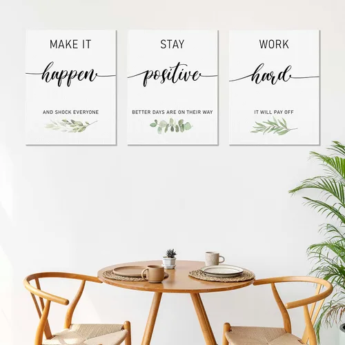 Vista 3 de KEUSPI Lienzo decorativo con frases inspiradoras motivacionales para la oficina y el lugar de trabajo, juego de 3, 14 x 11 pulgadas, regalos